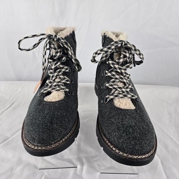 Madden NYC Boots Women's 11 Hiker Wedge ECO LUX Charcoal Grey Foam Insoles NWT - Picture 5 of 15